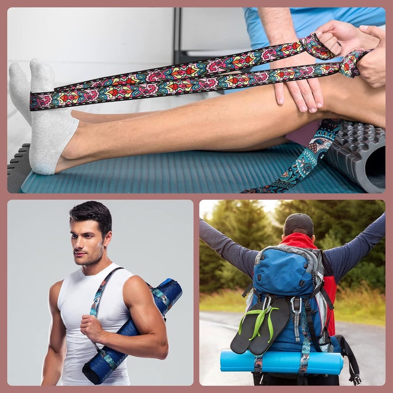 Minatee 2 Pcs Yoga Mat Strap Sling Adjustable Thick Mat Carrier Stretching Strap Yoga Mat Sling Holder Women Stretching Band - Image 4